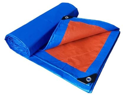 Abdeckplane wasserdicht, 160 g/m² PE Schutzplane Gewebeplane mit Ösen, UV stabil reißfest Mehrzweck Abdeckung LKW Plane (kundenspezifisch,Blau orange)