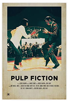 RIKCAT Filmposter Pulp Fiction, Leinwandposter, Schlafzimmer-Dekor, Sportlandschaft, Büro, Raumdekoration, Geschenk, ungerahmt, 30 x 45 cm, 2 Stück