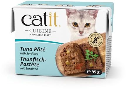 Catit Cuisine - Premium Nassfutter für Katzen - Pastete mit Thunfisch und Sardinen, Alleinfuttermittel, 95g, getreidefrei, hoher Fischanteil