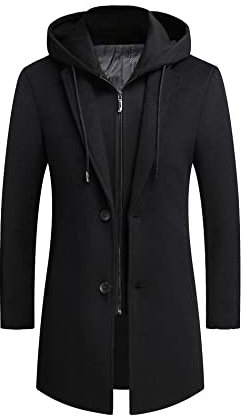 ECDAHICC Wintermantel Herren Mantel Loose Fit Lang Wollmantel Business Mantel mit Stehkragen Herren Winter(BL,M)