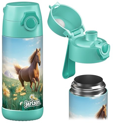 Jarlson® Botella de agua para niños MALI – Botella de agua térmica de acero inoxidable, sin BPA, a prueba de fugas, botella infantil - 350ml