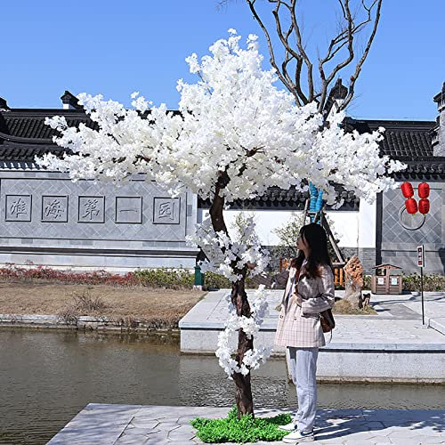 McOsu Arbres de Fleurs de Cerisier Blancs artificiels Arbre Fait à la Main intérieur extérieur Maison Bureau fête décoration de Mariage Plante Artificielle Blanc- 200 cm