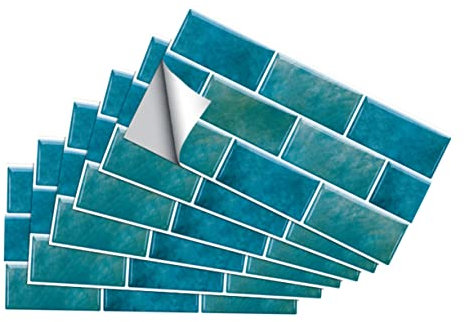BESTonZON 6pcs Wall Sticker Wall Paper Back Splashes for Kitchen Cabinet Brick Sticker Wallpaper Sticky Backsplash Photo Storage Vinyl Marble Wallpaper Self- Tile Splash Guard Vintage PVC 3D