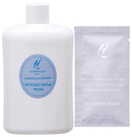 Hypno Casa - Profumo Concentrato per Bucato Made in Italy, per Lavatrice e a Mano - 400 ml + 1 Bustina Omaggio da 10 ml. (Muschio Rosa Wash)