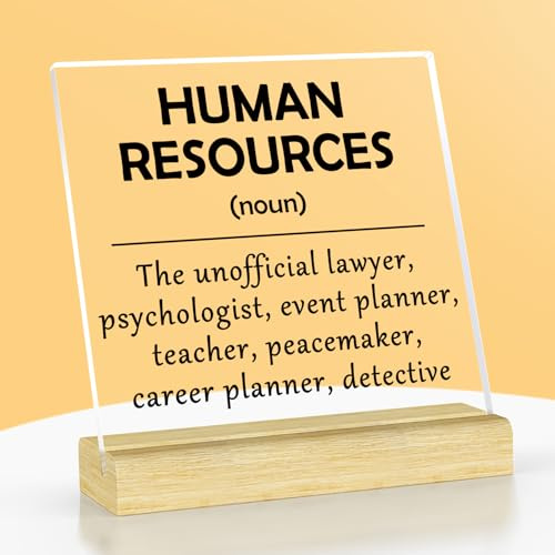 HR Gifts for Women Men Human Resources Office Decor HR Appreciation Gift Acrylic Plaque with Stand Thank You Gift for HR Manager Director Coworker Colleague Birthday Christmas Retirement Gift