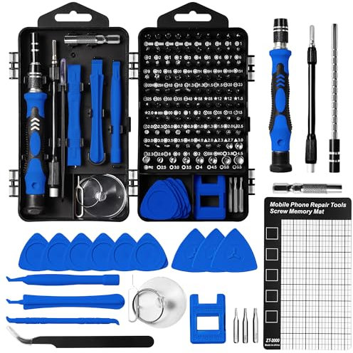 122 in 1 Feinmechaniker Werkzeug Set, Handy Reparatur Werkzeug Set mit 101 Feinmechaniker Schraubendreher Bits für PC Computer iPhone Laptop Tablet PS5 Xbox Uhren Kamera Brillen(Blau)