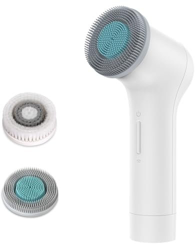 MYCARBON Elektrische Gesichtsreinigungsbürste IPX7 Wasserdicht Gesichtsbürste Wiederaufladbar 2500mAh USB-Akku Reinigungsbürste mit 2×360 ° Bürstenkopf für jeden Hauttyps Exfoliation, Tiefenreinigung