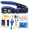 NEWFUN Pince RJ45, Pince à sertir RJ45, testeur RJ45, Testeur de Réseau, Pince à dénuder, Installation Professionnelle de Réseau, Cat5 Cat5e Cat6 Kit d'outils de Sertissage, 20 x Connecteurs RJ45