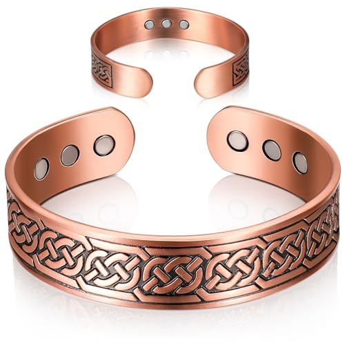 Otuuz Bracelet Magnétique en Cuivre pour Homme Femme Aimants Bracelet | Avec 9 Aimants Taille Réglable pour Cadeaux d'Anniversaire de Communions de Noël, Bronze