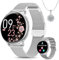 BANLVS Smartwatch Damen mit Telefonfunktion, 1.27“ HD Uhren Damen mit 110 Sportmodi, Pulsmesser, Schlafmonitor, Menstruationszyklus, SpO2 und BMI, IP68 Wasserdicht Smartwatch für Android iOS, Silber