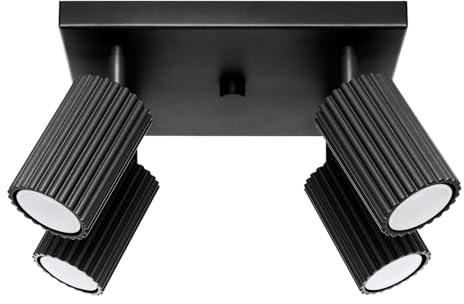 SOLLUX lighting Deckenlampe Deckenleuchte Deckenstrahler Aluminium 4 Flammig 25 x 25 x 16,5 cm Karbon Schwarz