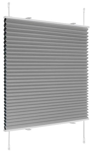 Deswell Plissee Verdunklung Klemmfix Wabenplissee B80 x H120 cm Grau Thermoplissee ohne Bohren Faltrollo für Fenster & Tür, 100% Blickdicht, Sicht- & Schallschutz Wärmehaltung Verdunklungsplissee