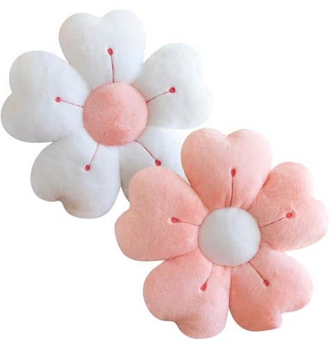 Toyhood Blumenkissen, Stuhlkissen, Plüschkissen, Blumenform, niedliches Gänseblümchen-Form, Bodenkissen, Tatami-Sitzkissen, für Zuhause, Küche, Schlafzimmer, Sofa, Leseecke, Dekoration, Rosa, 2 Stück