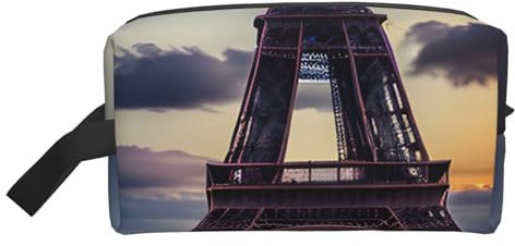 XULLZH Grande capacità da viaggio con stampa Torre Eiffel, organizer portatile per cosmetici, con cerniera, bianco, taglia unica, Bianco, One Size