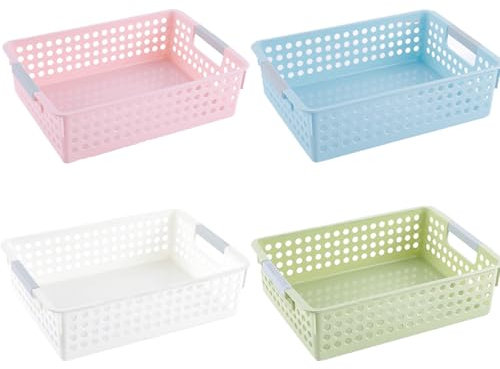 4 Stück Aufbewahrungskiste, Korb Aufbewahrung, Ordnungsboxen, Aufbewahrungskorb aus Kunststoff, Eine Breite Palette Von Farben, Wird Bei Verschiedenen Gelegenheiten Des Täglichen Lebens Verwende