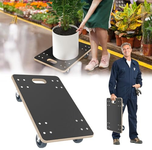 YRHome Transportroller Mit Fußbremse Griff Rollbretter Transport Rollwagen 60 x 40 x 14.5 cm bis 200kg Wasserdicht rutschfest Für Umzug Möbel-Transport Möbelhund Rollwagen Roller Transporter,1 PCS