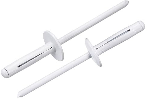 sourcing map Lot de 100 rivets à triple tête en aluminium de 1,6 cm x 1,9 cm, rivets à trois poignées pour bricolage, tôle, réparations automobiles, meubles, bateaux marins (blanc)