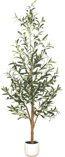 Künstlicher Olivenbaum mit Früchten und grünen Blättern, künstlicher Olivenbaum für den Innenbereich, künstlicher Olivenbaum mit Pflanzgefäß für Zuhause, Schlafzimmer, Büro, Dekoration