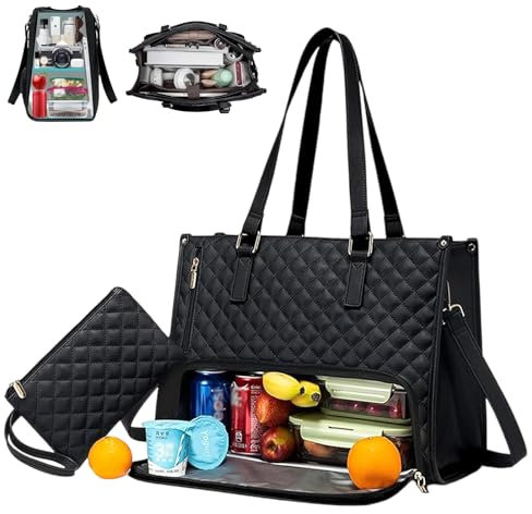 Antsparty Lunchtasche für Frauen, 15,6 Zoll 2-in-1 Laptop-Tasche mit isoliertem Lunch Tasche, Damen Große Tragetasche Kombination für Arbeit, Campen, Büro