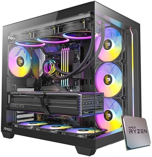 EMCA4 Computer Gaming PC Assemblato Ryzen 7 9800X3D - RTX 5080 16GB - SSD M.2 1TB nvme Gen4 - Ram 32GB DDR5 6000mhz EXPO - ARGB - Windows 11 - WIFI + BLUETOOTH - DIssipatore a liquido 360mm NERO