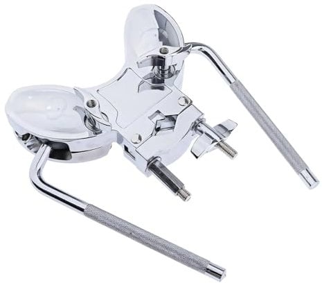 Drum Set Double Tom Holder Clamp, Aluminum Alloy Mount Bracket, Rust-Proof Electroplated Finish, Drum Rack Replacement