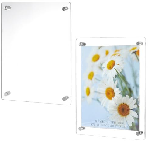 FINGERINSPIRE 2 Stück Schwebender Durchsichtiger Acrylrahmen Gerade Ecken Mit Abstandshalter 245x189x5.45mm Rechteckige Acryl Fotorahmen Halterung Zum Aufhängen Für Fotografie Displays