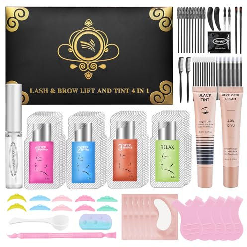 Lomansa - Kit de elevación de pestañas y cejas, tintura para pestañas y cejas, Lash Lift and Tint Kit, pestañas rizadas y gruesas duran 6 semanas
