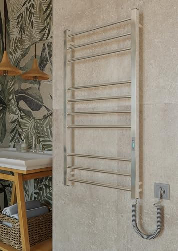 Elna Design - Scaldasalviette cromato - 147 W - 1005 x 530 mm - Elettrico - Acciaio inossidabile - Radiatore verticale - Per bagni di architetto e progetti interni - IP44 - Con timer e termostato
