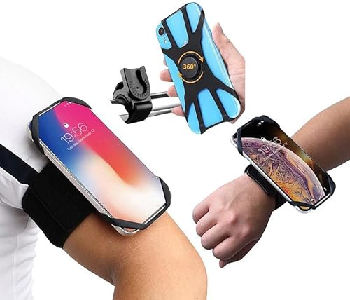PEARL Sports Handyhalter Handgelenk: 3in1-Handyhalterung für Handgelenk, Oberarm und Fahrrad (Handyhalter Fahrrad für Navigation, Outdoor, Roller)