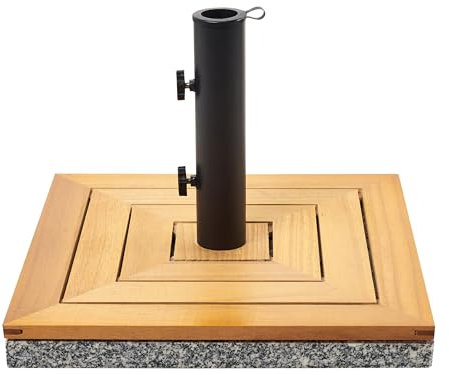 Base de Parasol en Bois Granit Acier Carré 45 x 45 cm 21 kg Marron Ceccano