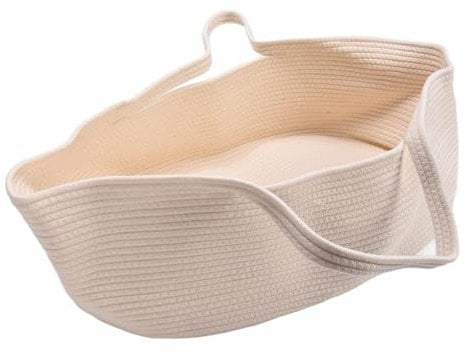 Threegoat Tragbarer Moses Korb Wickelkorb Schlafkorb Träger Reisebett Wiege Dekor Nest Betthalter Tragetasche Geschenke Tragbare Tasche für Wickeltisch und Auto 70 X 40 X 25 cm (Nicht-gerade Weiss)