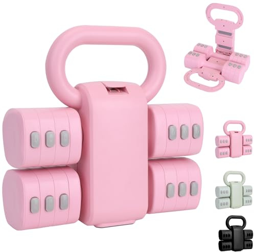 ZhaoCo 2-in-1 Verstellbare Hanteln Set, Umwandelbare Kettlebell, Jeweils 1/1,5/2/2,5KG Handhanteln für Home Gym Training, 4 in 1 Freihanteln Set für Frauen mit Schnellverstellung