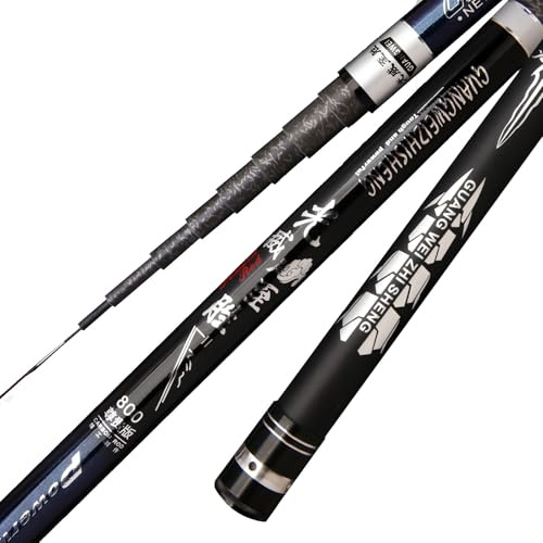 Gumatea Tragbare Carbon Angelrute 8m 9m 10m 11m 12m 13m Ultra Hard Super Light Teleskopstange Stick Angelruten stipprute Power Hand Pole reiserute FüR Fluss Seen Meere(10m)