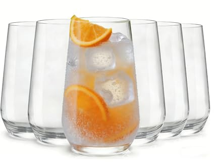 Tyawula Highball Drinking Tumbler Glasses | Set of 6 | 12oz | Crystal Glasses | Highball Glasses | Drinking Glassware | Florence Collection | Dishwasher Safe