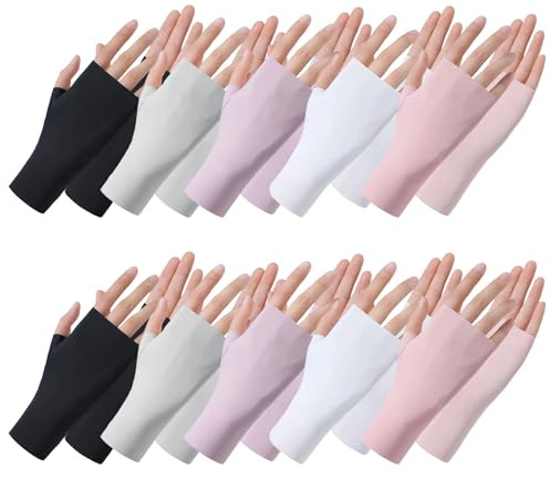 Eniyou 10 Paar Baumwollhandschuhe Fingerlos,Ohne Finger Baumwollhandschuhe,Fingerlose Handschuhe Uv chuhe Neurodermitis Handschuhe