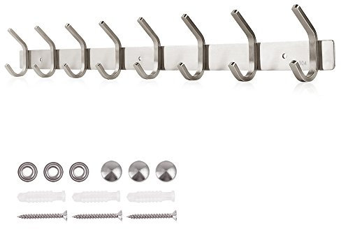 Dripex Coat Hook Rack Wall Mounted 304 Stainless Steel Hanger Heavy Duty Clothes Hat Holder (8 Hooks)