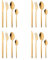 BISDARUN Stainless Steel Flatware Unusual Cutlery 4 Set(16-Piece) Service for 4 People Gold Coloured Funky Silverware Dinner Spoons Forks Knives Set for Wedding Party