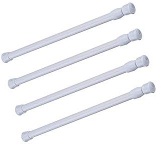 4 Stück Federspannung Gardinenstange, 60 - 100 cm Spannstangen Schrankstangen Verstellbare Federstahl Spannstange Duschstange Schrankstange Weiß