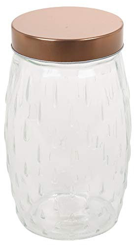 Hermetic Airtight Round Teardrop Design Glass Food Storage Jars Canisters Containers with Copper Coloured Lid