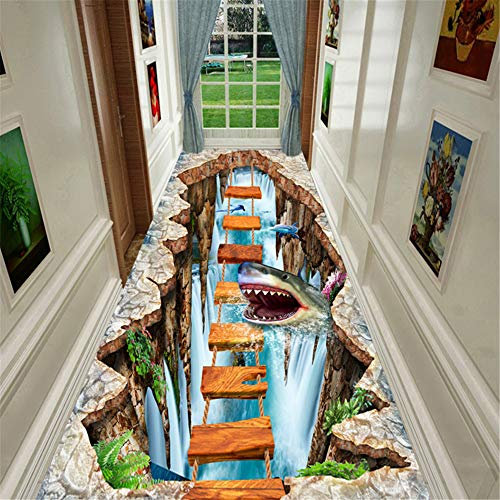 JLCP 3D Hall Hall Runner Teppich, Unterwasser Hai Küche Hotel Teppiche Waschbar rutschfeste Treppen Fußmatten für, benutzerdefinierte Breite und Länge,120x250cm
