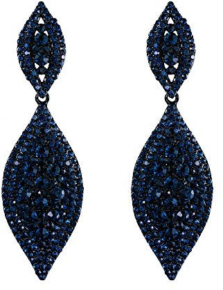 EVER FAITH Damen Ohrringe Österreichische Kristall Hochzeit Braut Charm 2 Blatt Drop Baumeln Ohrstecker (Dunkelblau)