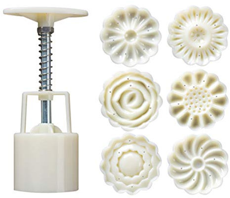 Tampon à Biscuits Mooncake Moule Fleurs Tampon à Biscuits Lune Gâteau Moule Timbres Tampon Piston Milieu Automne Festival Cookies Cutters DIY Lune Gâteau Presse Moules 1 Set 50G