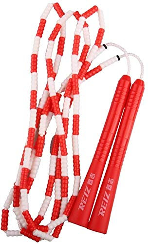 Tuoservo Cuerda de saltar suave con cuentas, cuerda de saltar ajustable para hombres, mujeres y niños, para mantenerse en forma, MMA, boxeo, entrenamiento, colores seleccionados (rojo + blanco)
