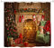 goodbath Tenda da doccia con scritta Merry Christmas, con scritta Happy New Year, alberi di Natale, camino, calze di mattoni, impermeabile, 180 x 180 cm, colorata