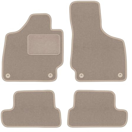 Velours-Fußmatten passend für Audi TT II 8J 2006-2014, Beige, LUX | passend für Cabrio/Roadster/Coupé; Velours-Teppich (Polypropylen), ca. 6,5 mm; rutschfest, runde Befestigungen (Typ AV)
