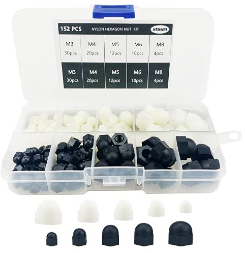 152 Pezzi Coprivite Per Dadi E Bulloni Tappi Viti, Tappi Protezione Per Dadi Calotta In Plastica, Coperchi Per Bulloni E Dadi Neri Per Viti Bulloni Dadi Assortiti -M3/M4/M5/M6/M8(Nero, Bianco)