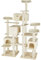 tectake® Arbol Rascador para Gatos, Torre Multinivel con 4 Plataformas, 4 Casitas, 2 Placas de Suelo, Columnas de Sisal, Rascador Gato, Protección Antivuelco, Juguetes para Gatos - Beige