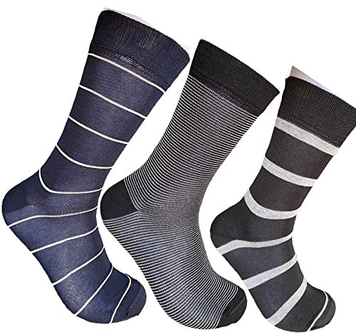 Infinity 6 Paia Calze Corte Uomo a pois fantasia Filo di Scozia 100% di qualità (43-46, A righe)