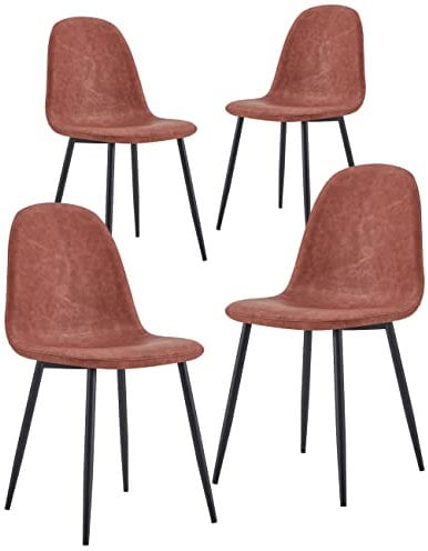 BRIGROS La voglia di fare WeHome 4er Set Stoffstühle Bella Metallbeine und Stoffsitz, geeignet für Esszimmer, Wohnzimmer, Bar, Wartezimmer, Büro, Moderne Räume (Brown, Kunstleder)