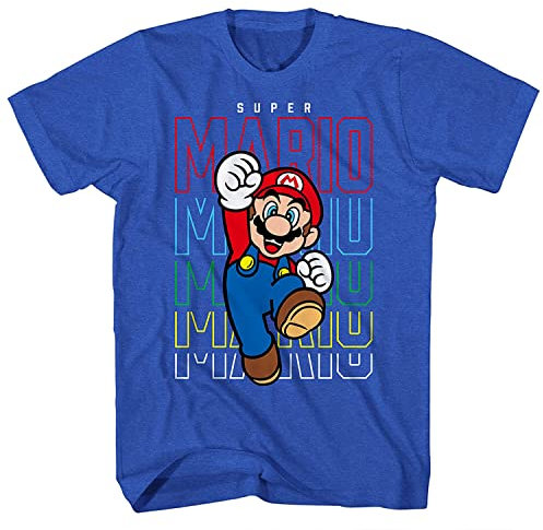 Nintendo Herren Super Mario Shirt – Mario, Luigi, Zelda, Kirby und Donkey Kong Vintage Tee, Royal Heather, Mittel